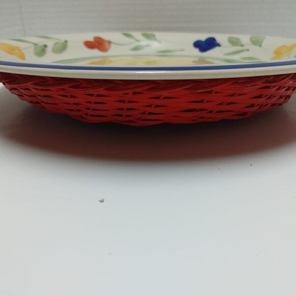 ⭐️2/$30 - Plate Basket Tabletops Gallery TIA HandPainted Stoneware Bread/Salad - Picture 5 of 10